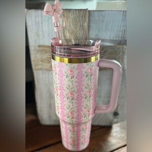 40oz Floral Insulated Tumbler with Handle